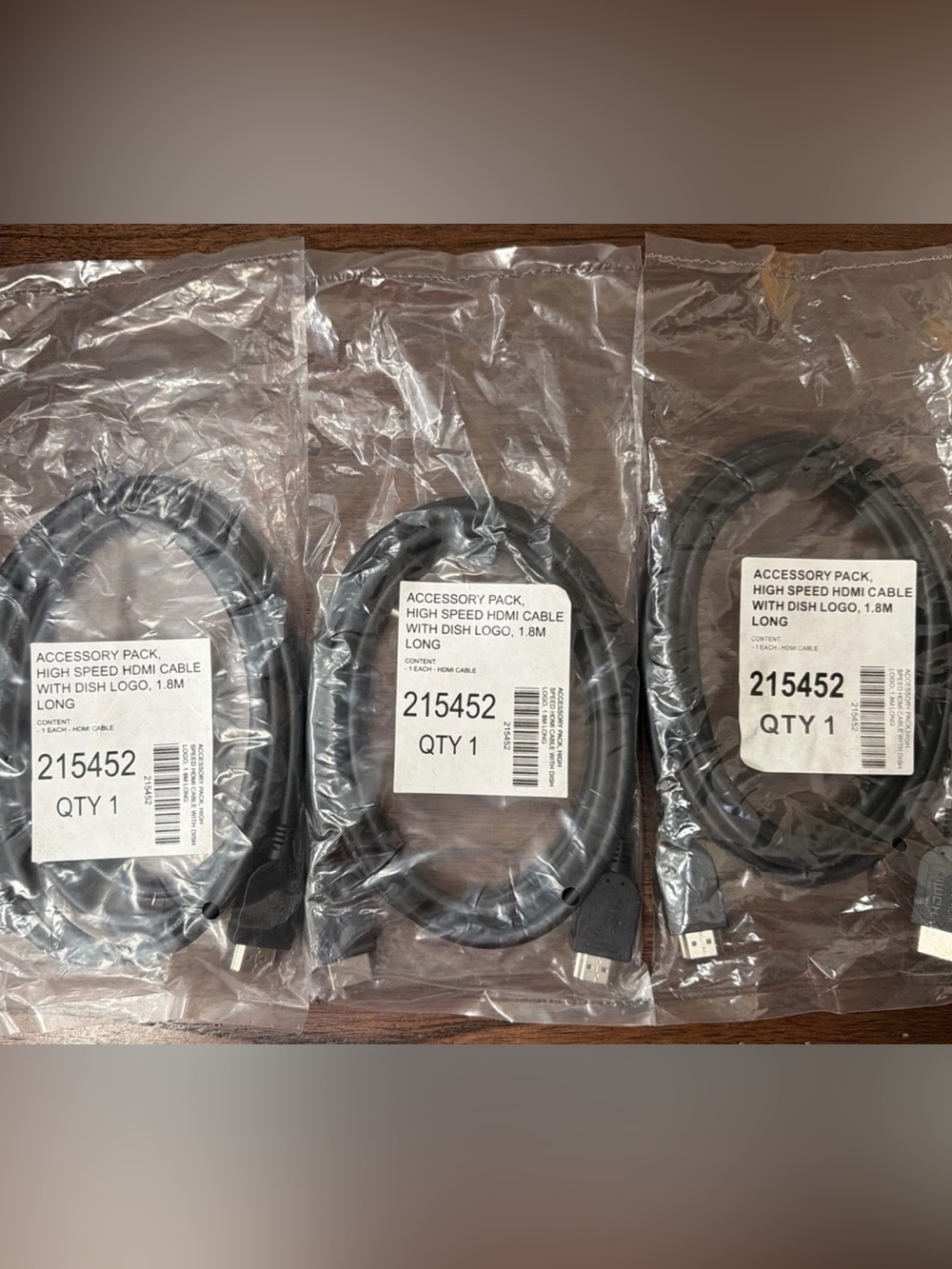 Lot of 3 High-Speed HDMI Cables with Dish Logo 1.8M Long